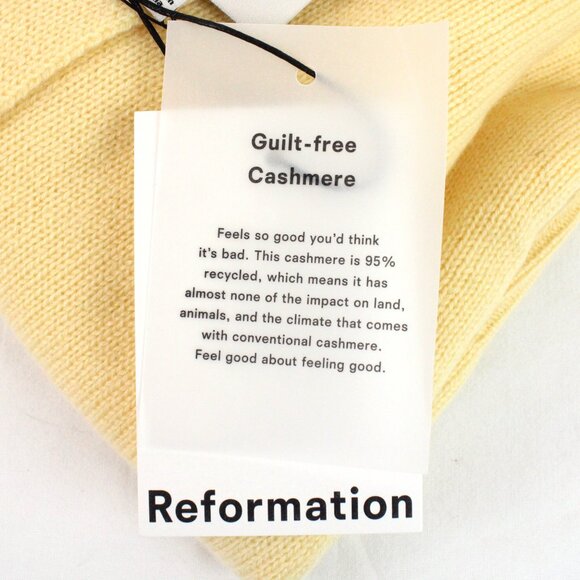 NWT Reformation Clara Cashmere Crew Neck Cardigan in Parmesan Size Large - Picture 9 of 12